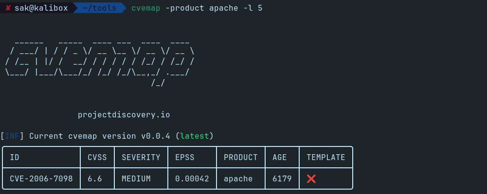 cvemap -product apache -l 5